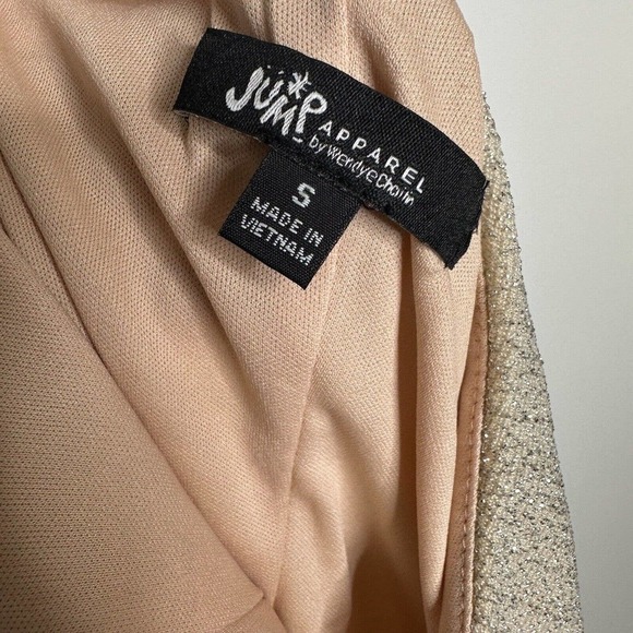Jump Apparel Juniors Sparkle One Shoulder Ruched Mini Dress Womens Nude Small - Picture 6 of 6